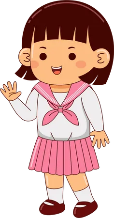 Girl In School Uniform  Illustration