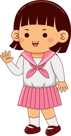 Girl In School Uniform  Illustration