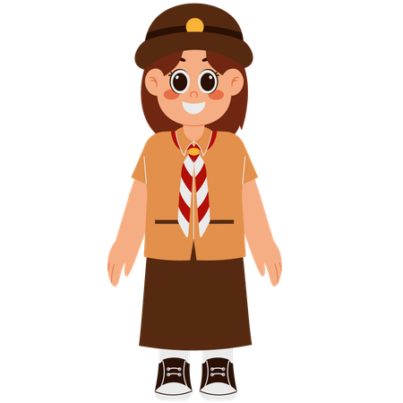 Girl In Scout Uniform And Hat  イラスト