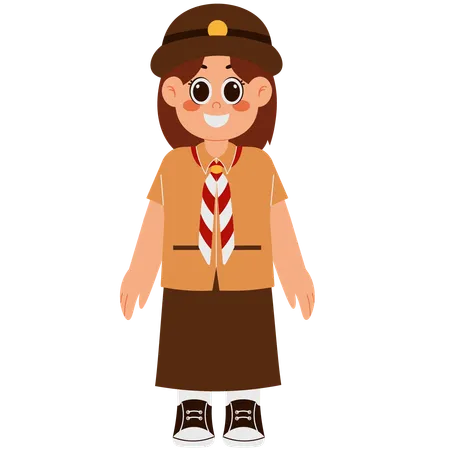 Girl In Scout Uniform And Hat  イラスト