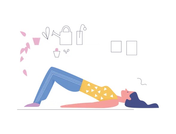 Girl in sleeping yoga pose  Illustration