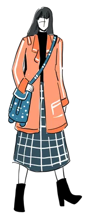 Girl in stylish clothes  Illustration