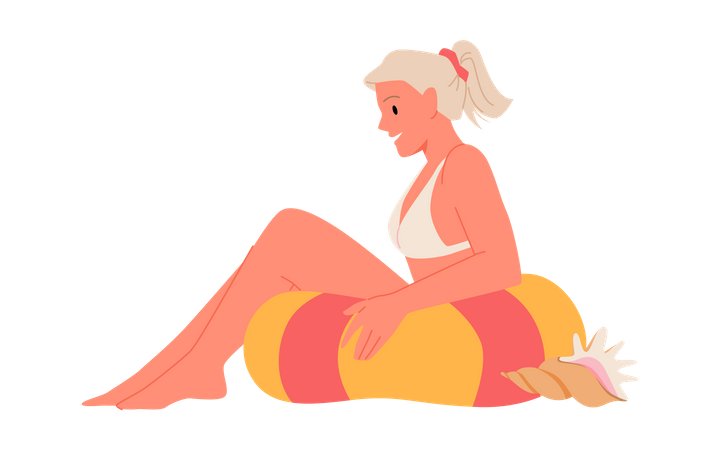 Girl in swimming ring  Illustration