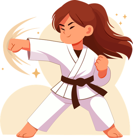 Girl in taekwondo boxing pose  Illustration