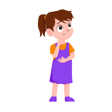 Girl in Thinking pose  Illustration