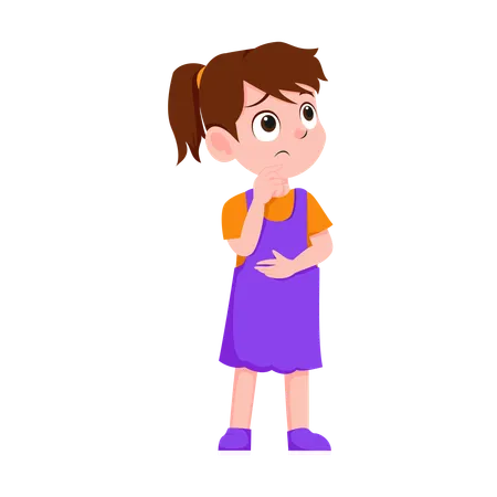 Girl in Thinking pose  Illustration