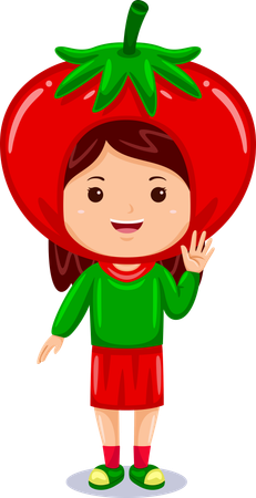 Girl in tomato costume  Illustration