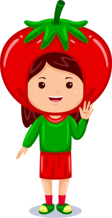 Girl in tomato costume  Illustration