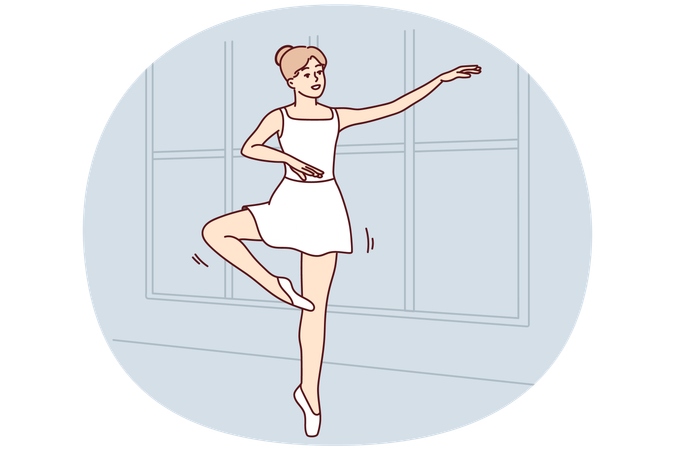 Girl in tutu dancing indoors  Illustration