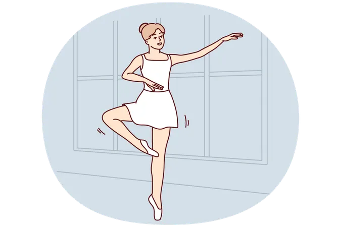 Girl in tutu dancing indoors  Illustration