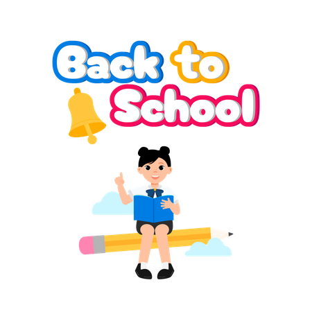 Girl in uniform goes to school with pencil  Illustration