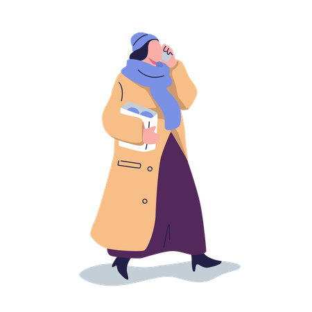 Girl in Winter Clothes  Illustration