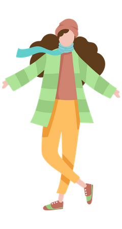 Girl in winter clothes  イラスト