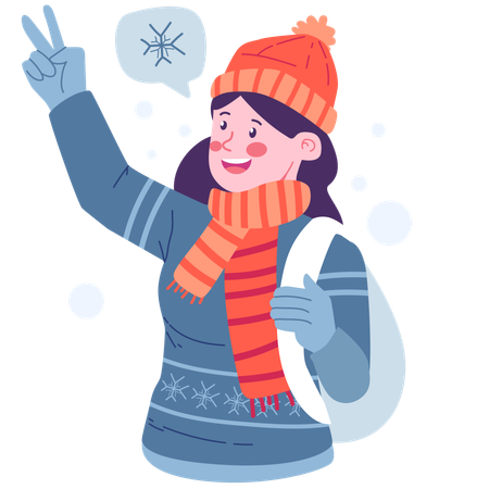 Girl in winter clothes  Illustration