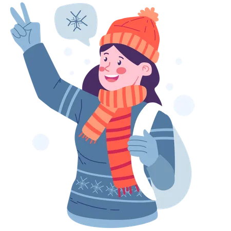 Girl in winter clothes  Illustration