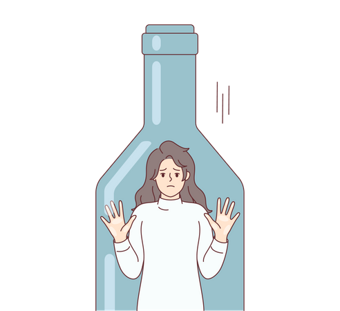 Girl inside bottle  Illustration