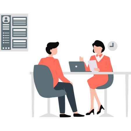 Girl interviewing employee  Illustration