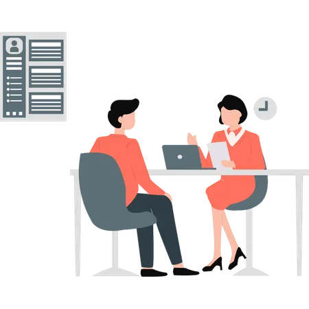 Girl interviewing employee  Illustration