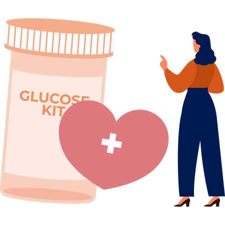 Girl introduced glucose kit  Illustration