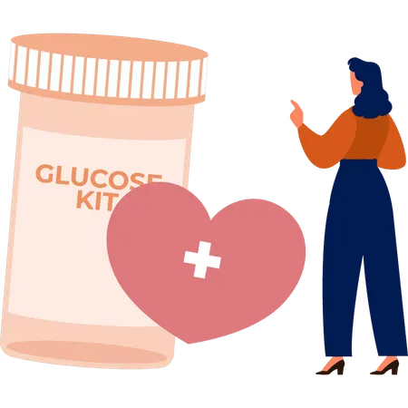 Girl introduced glucose kit  Illustration