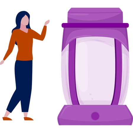Girl introducing big cleaning jar  Illustration