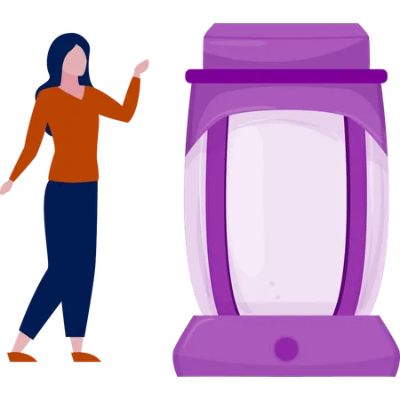 Girl introducing big cleaning jar  Illustration