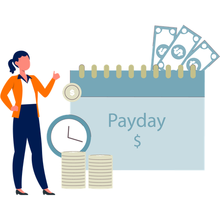 Girl introducing pay day  Illustration