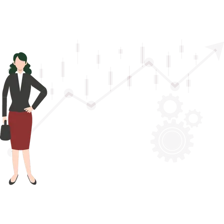 Girl investing in stocks  Illustration