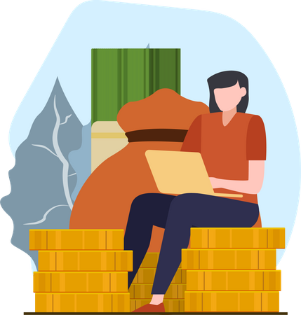 Girl investing money  Illustration