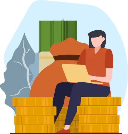 Girl investing money  Illustration