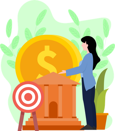 Girl investing money  Illustration