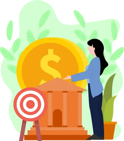 Girl investing money  Illustration