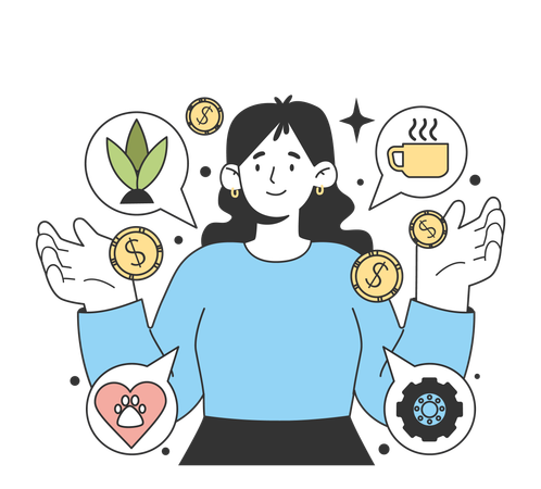 Girl investing money in business  Illustration