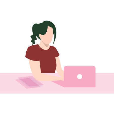 Girl investing using laptop  Illustration