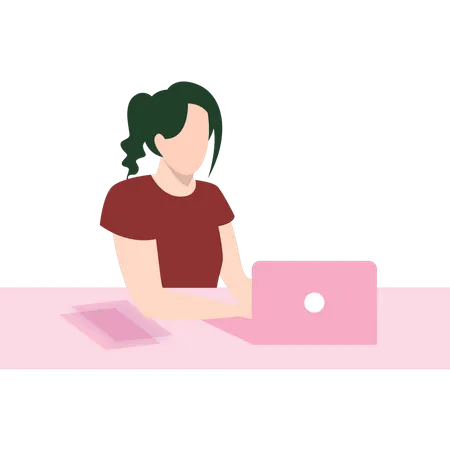 Girl investing using laptop  Illustration