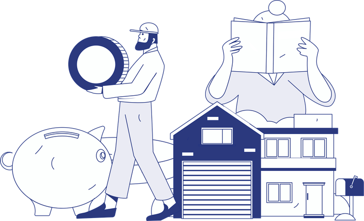 Girl investment money in property  Illustration