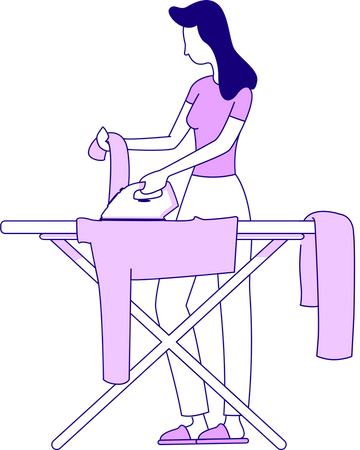 Girl ironing clothes Illustration