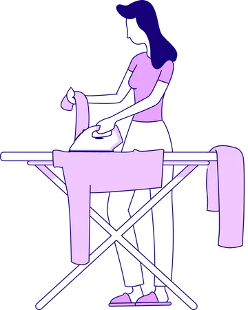 Girl ironing clothes  Illustration