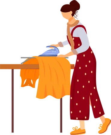 Girl ironing clothes  Illustration