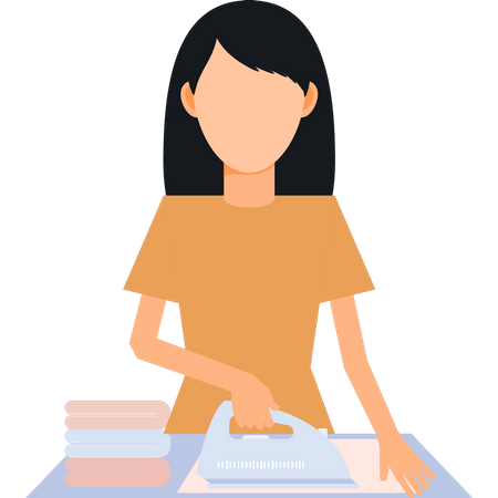 Girl ironing clothes  Illustration