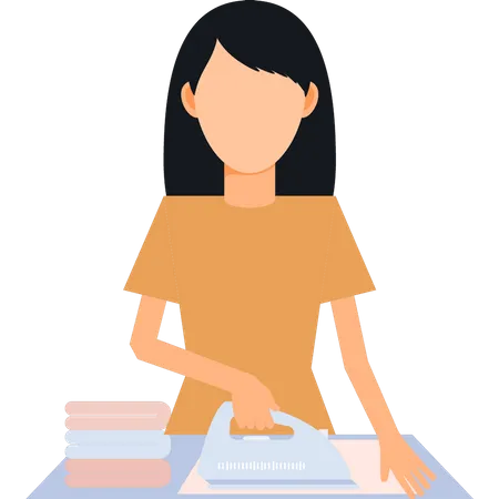 Girl ironing clothes  Illustration