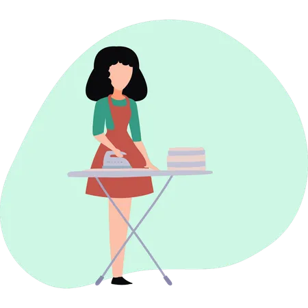 Girl ironing clothes  Illustration