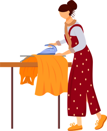 Girl ironing clothes  Illustration