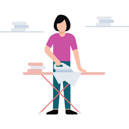 Girl ironing clothes  Illustration
