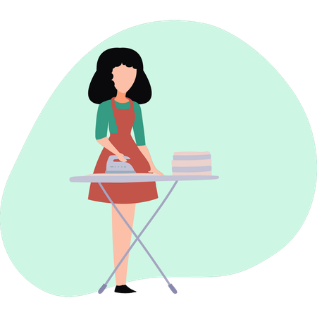 Girl ironing clothes  Illustration