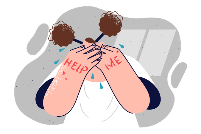 Girl is asking for help  Illustration