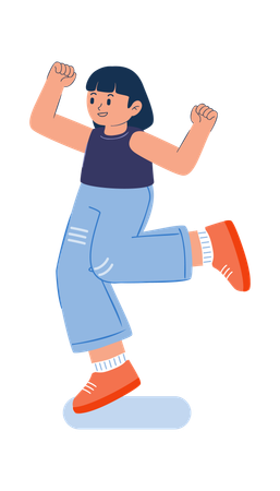 Girl is attending aerobics session  Illustration