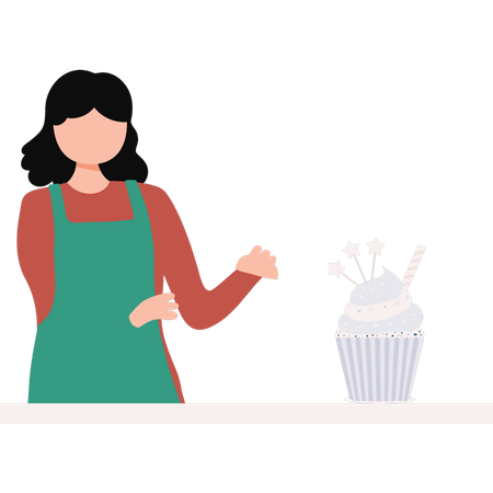 Girl is baking a muffin  Illustration