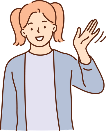 Girl is bidding farewell  Illustration