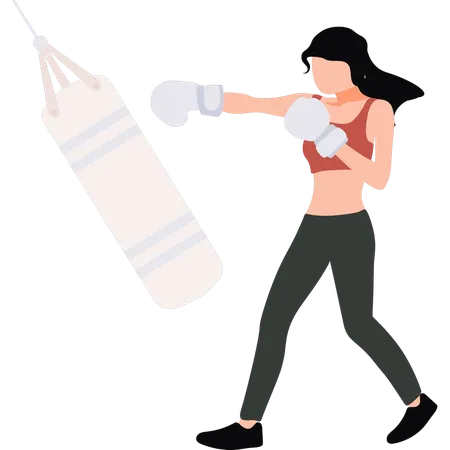 Girl is boxing  Illustration